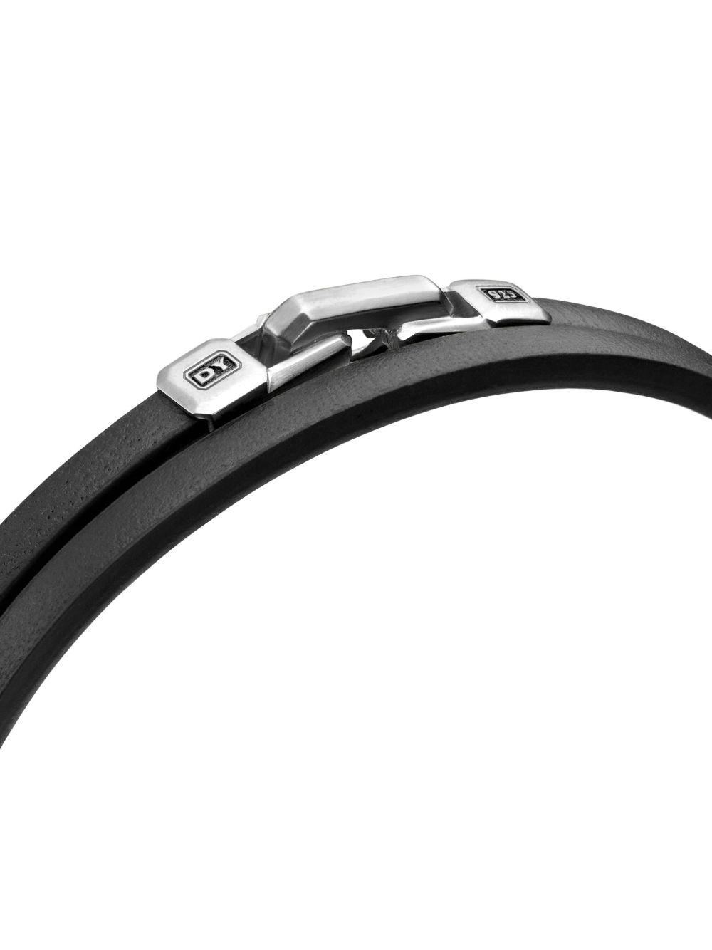 sterling silver Streamline Double Wrap leather bracelet (4mm) Product Image