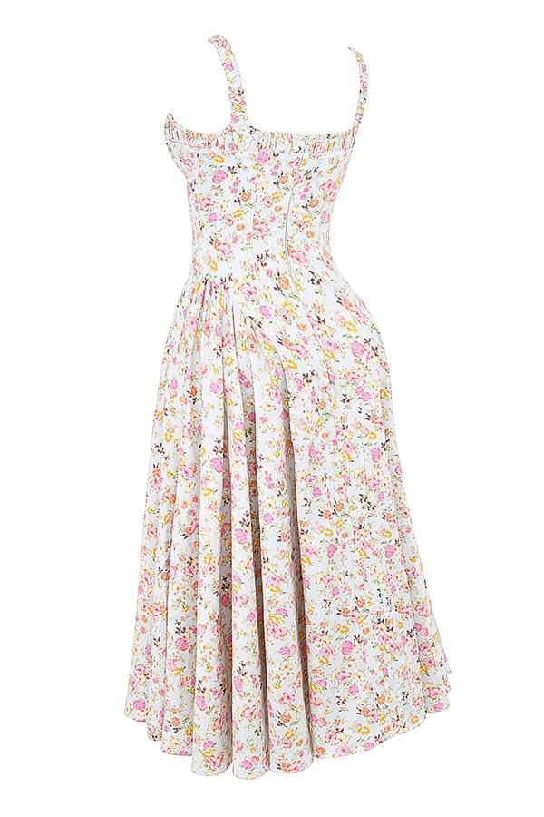Dorothy  pale blue meadow print cotton midi sundress Product Image
