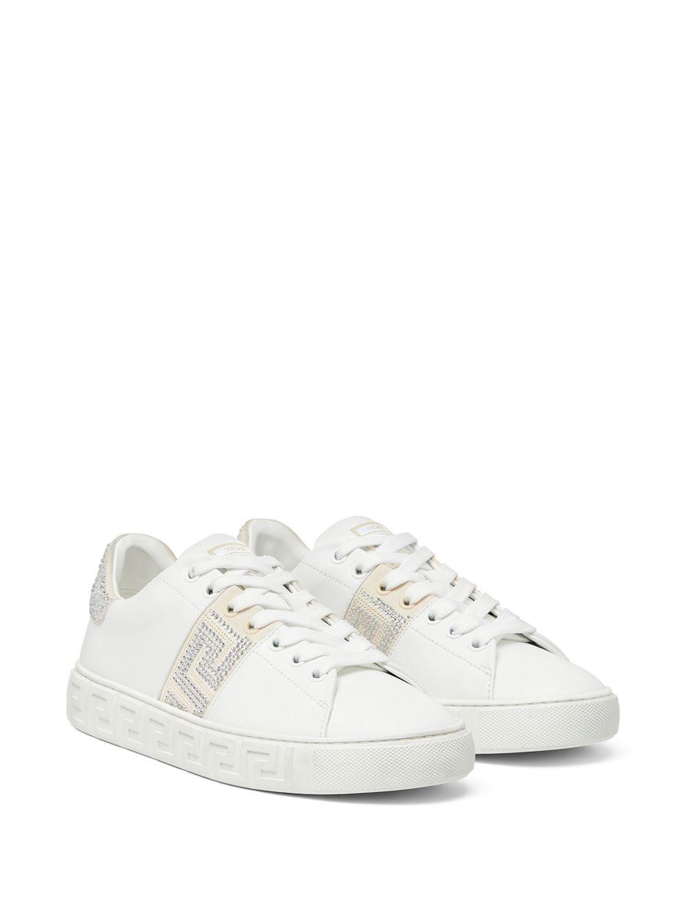 Crystal Greca leather sneakers  Product Image