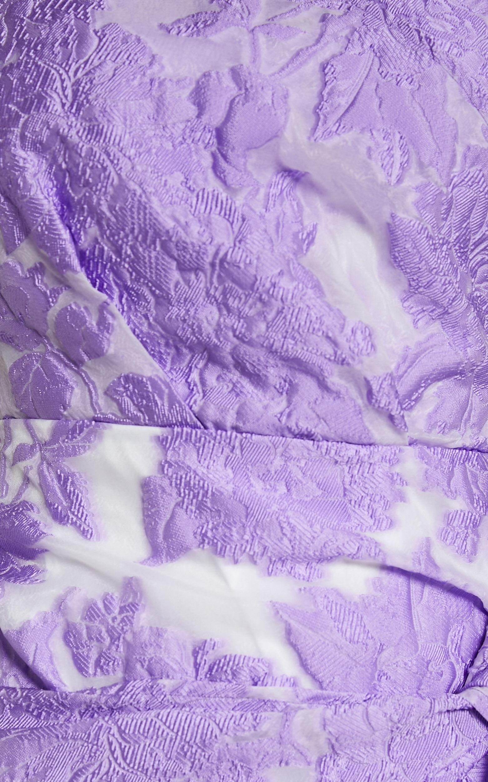 Brailey Mini Dress - One Shoulder Wrap Front Dress in Purple Jacquard Product Image