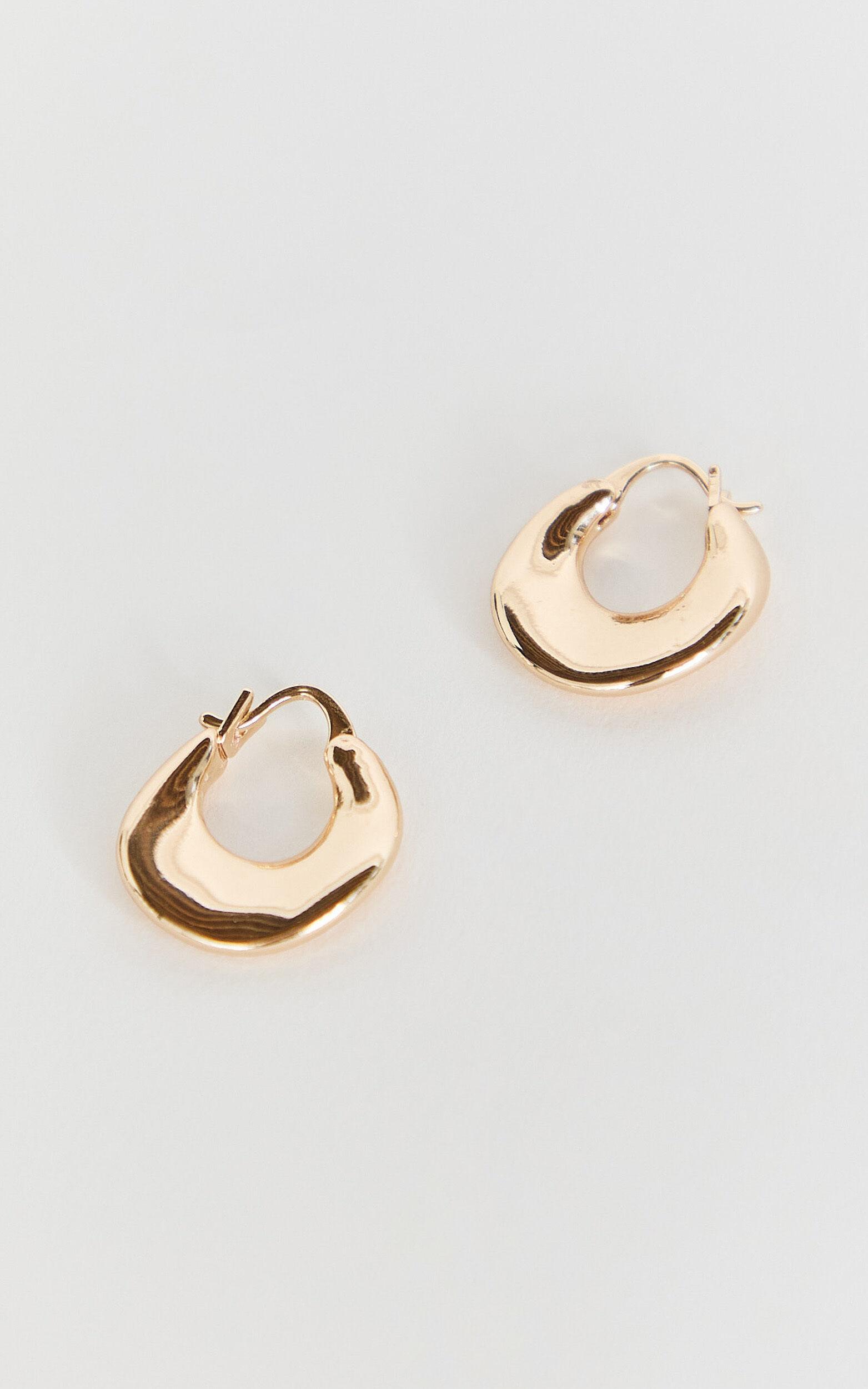 Ursula Earrings - Hammered Hoop Earrings in Gold Product Image