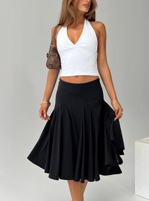 Agnette Low Rise Midi Skirt Black Product Image