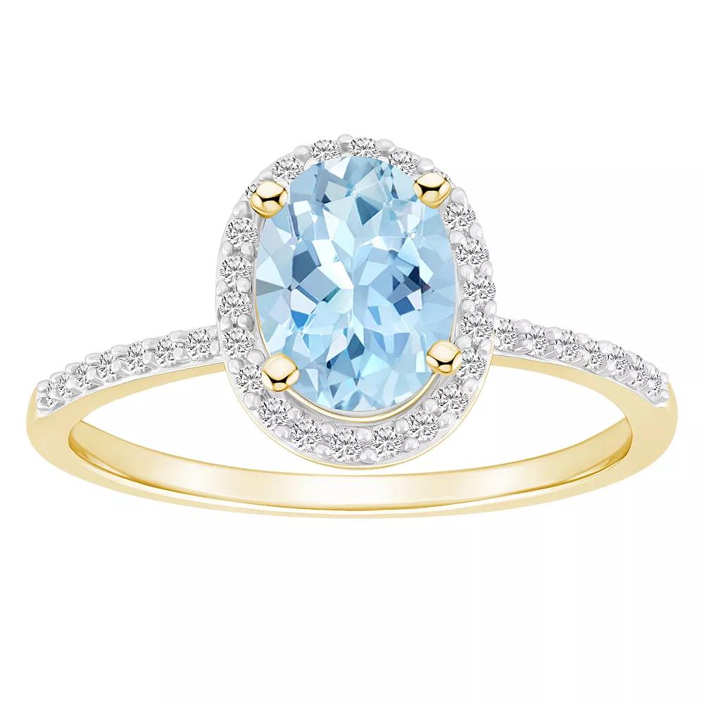 Celebration Gems 10k Gold 8 mm x 6 mm Oval Gemstone & Lab-Created White Sapphire Halo Ring, Women's, Size: 5, Peridot Product Image