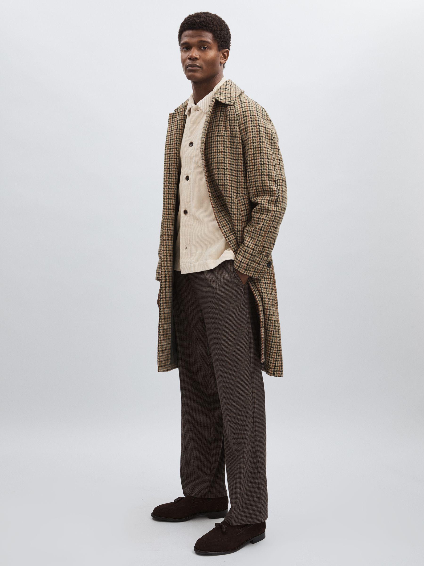 Les Deux Wool-Blend Houndstooth Coat in Brown/Black Product Image