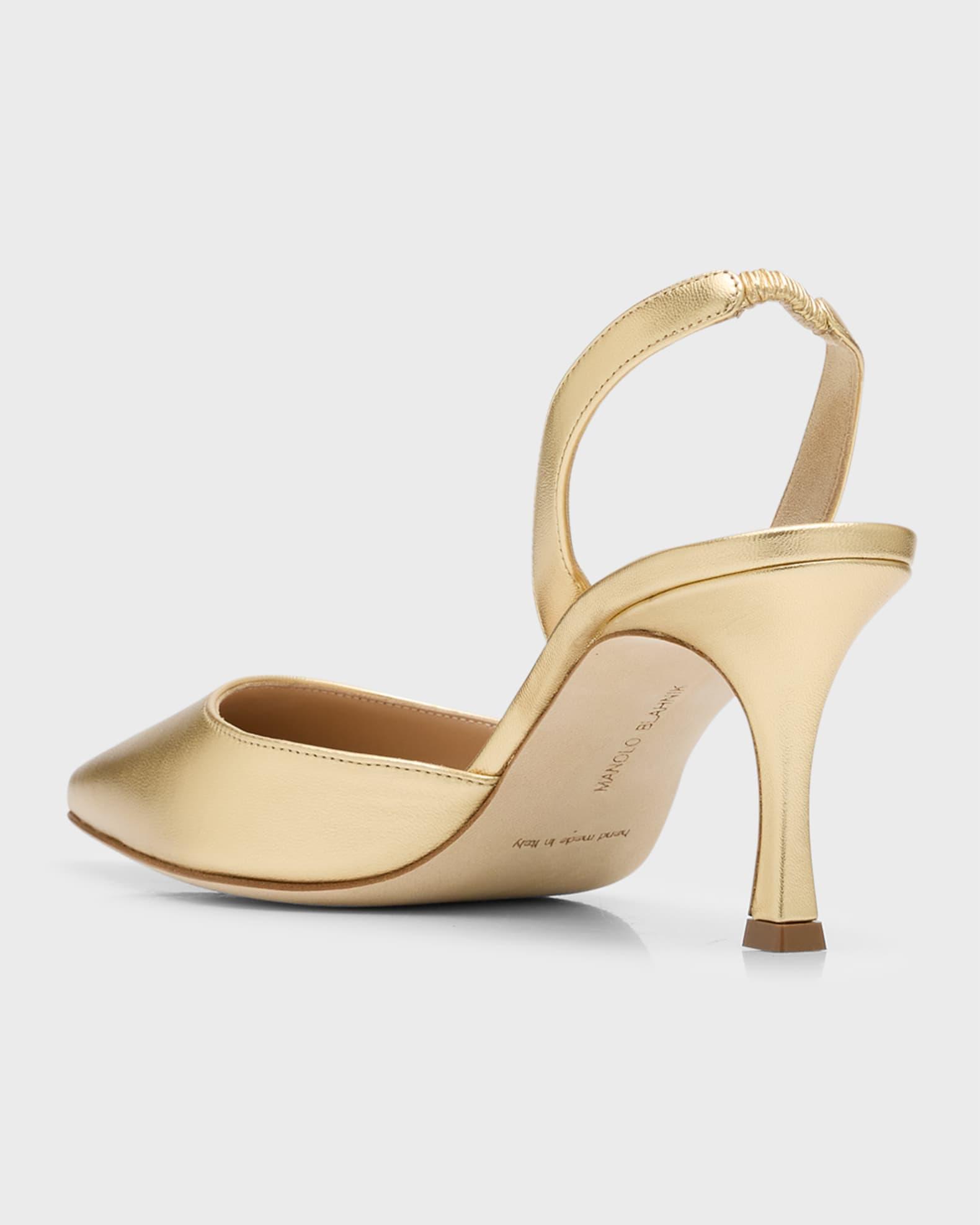 Carolyne Metallic Leather Mid-Heel Slingback Pumps Product Image