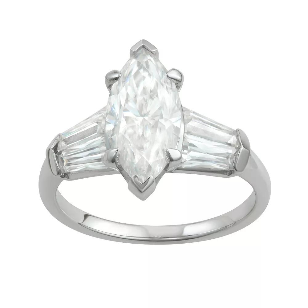 Charles & Colvard 14k Gold 3 1/3 Carat T.W. Marquise Lab-Created Moissanite Engagement Ring, Women's, Size: 6, White Product Image