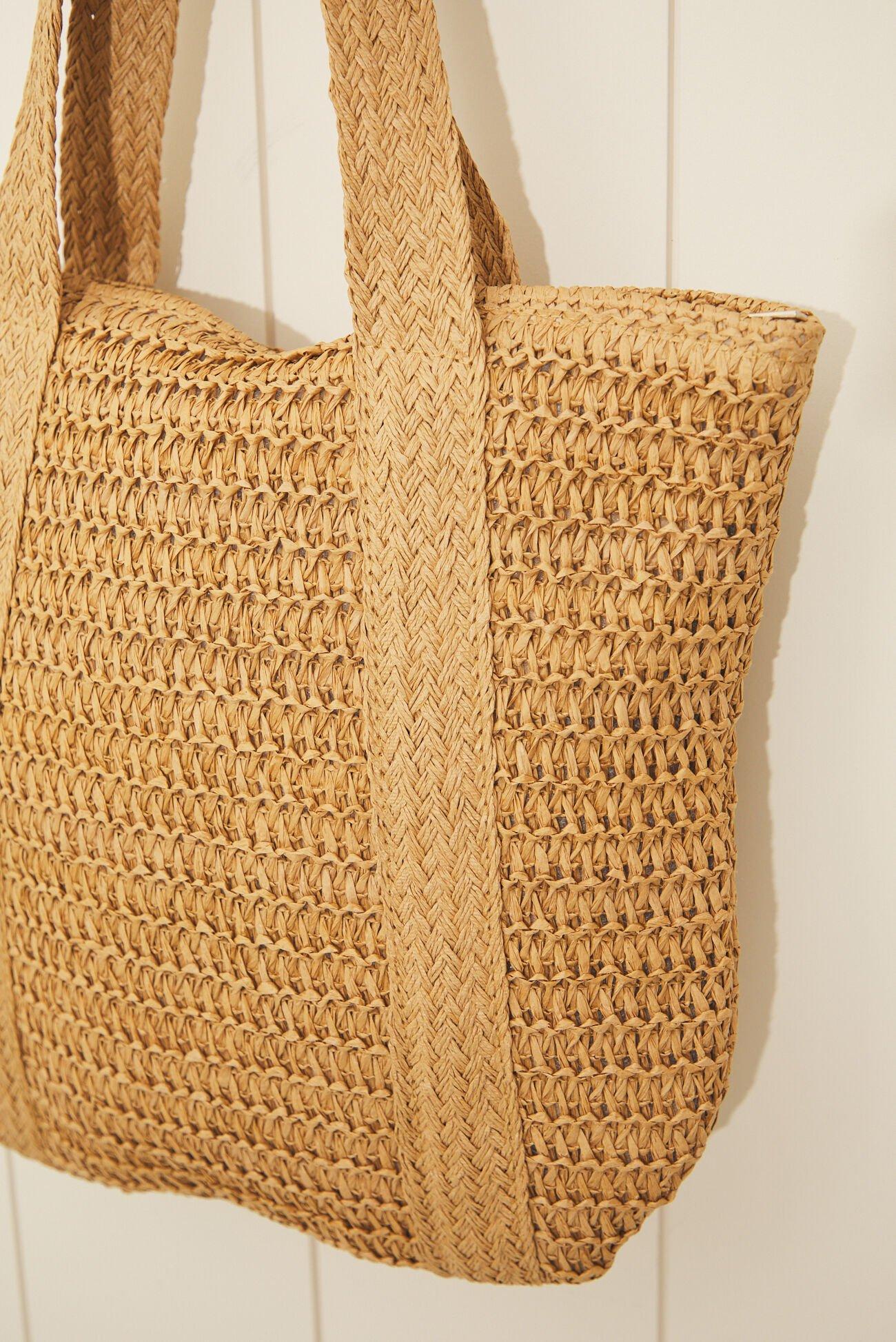 Woven Straw Beach Tote Bag Product Image