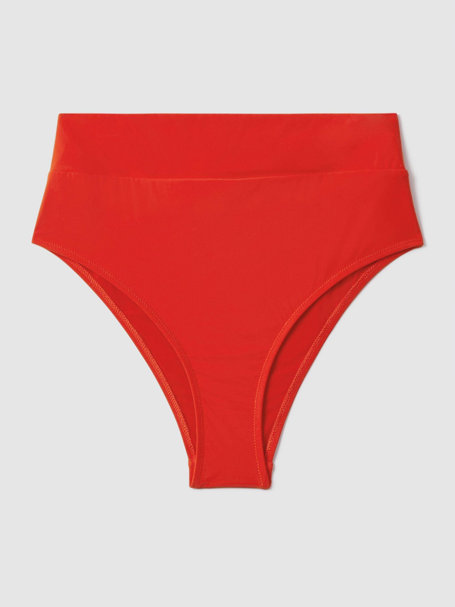 High Rise Bikini Bottoms in Red Product Image