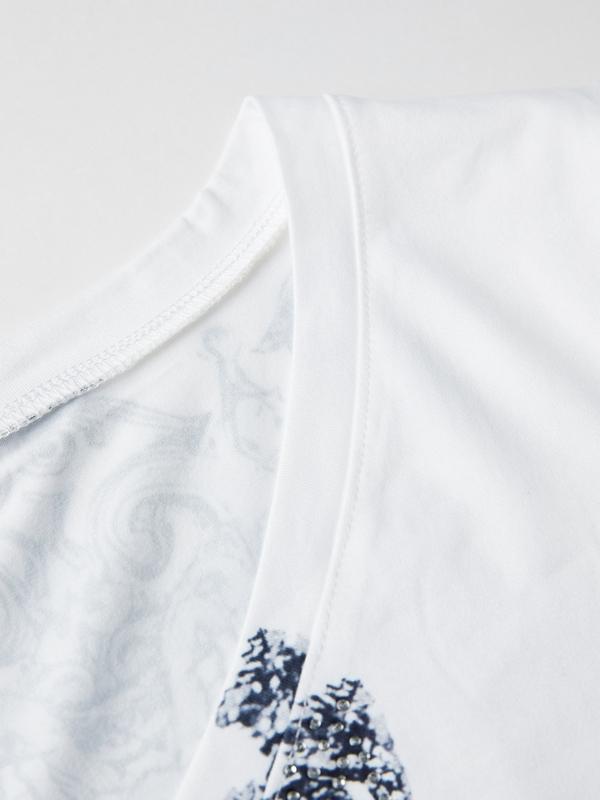 Gothic Rhinestone Print Short Sleeve Tee Product Image