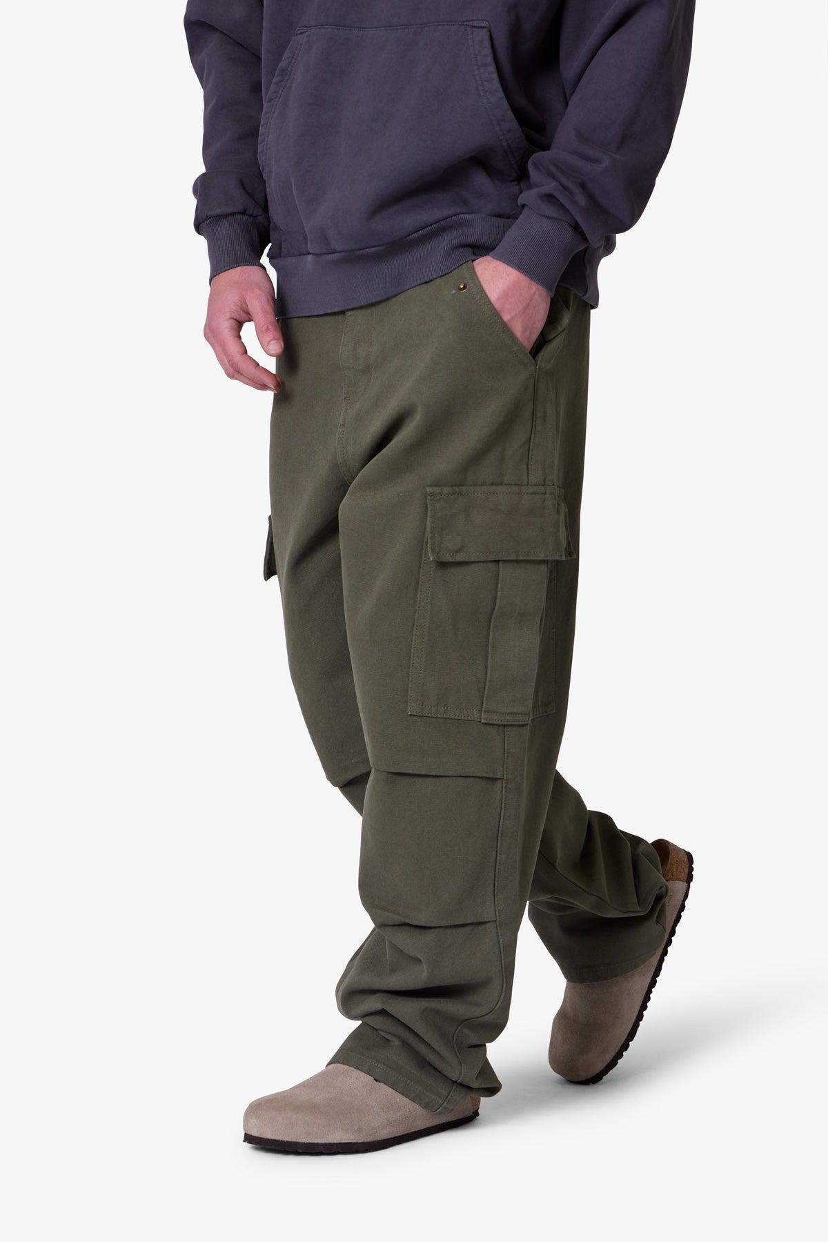 Ultra Baggy Denim Cargo Pants - Olive Product Image