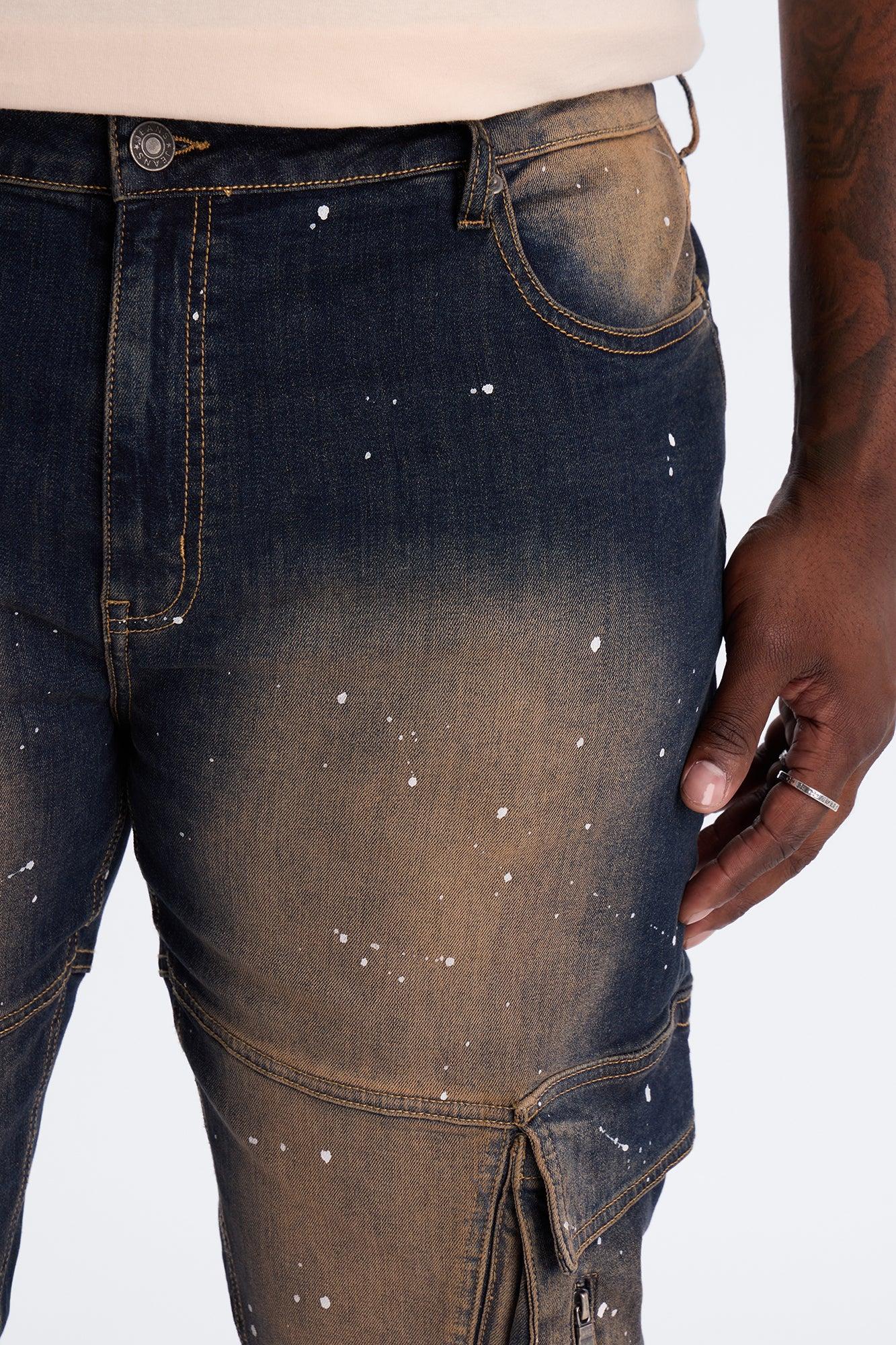 Stacked Skinny Flare Hazmat Cargo Jean - Dark Wash Male Product Image