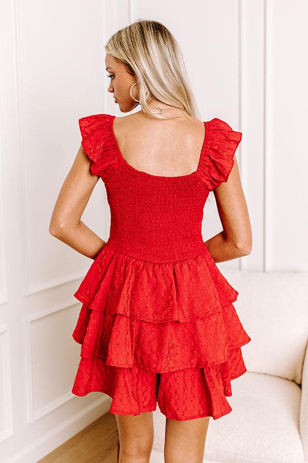 Find Me On The Dance Floor Ruffle Romper in Red Product Image