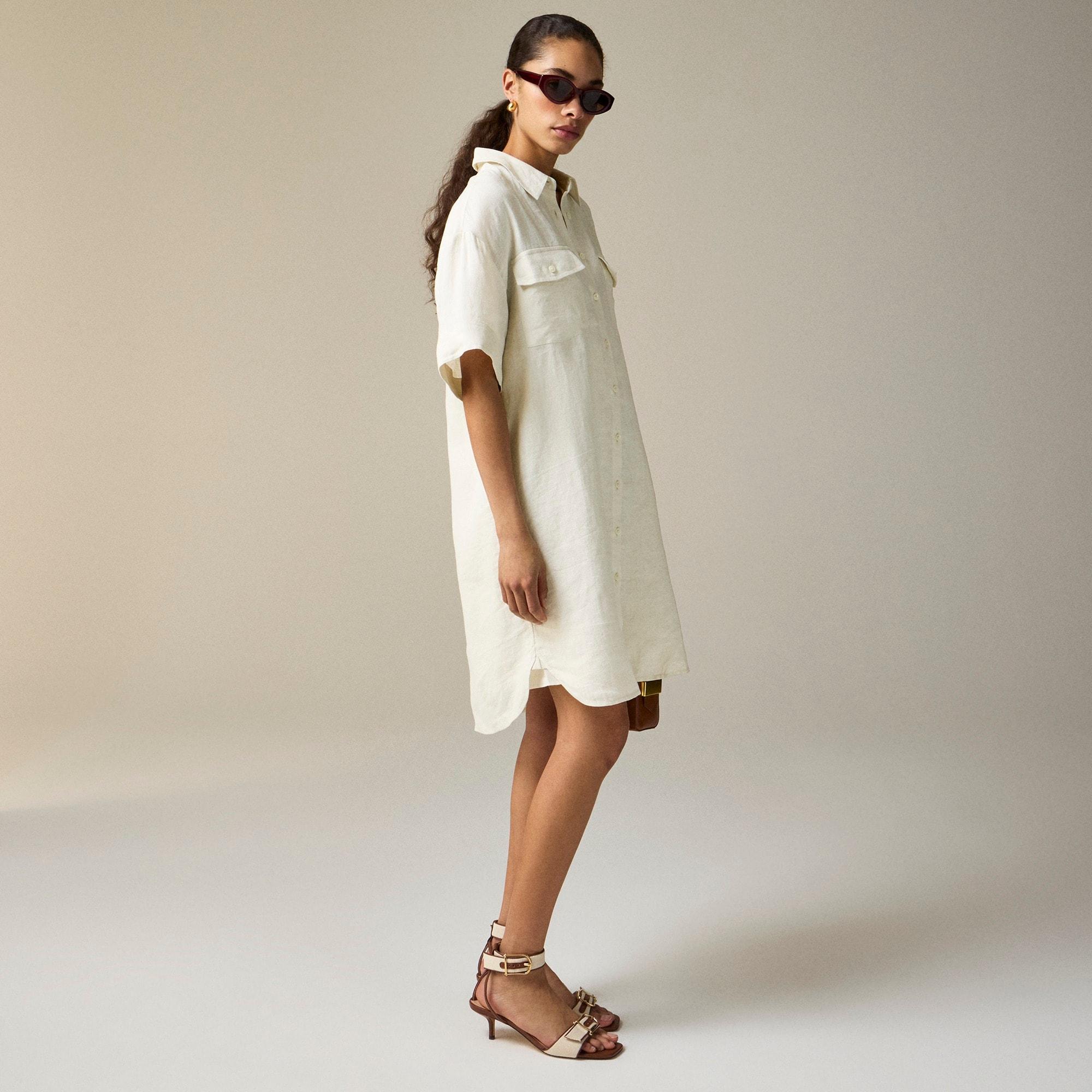 Utility shirt-dress in linen Product Image