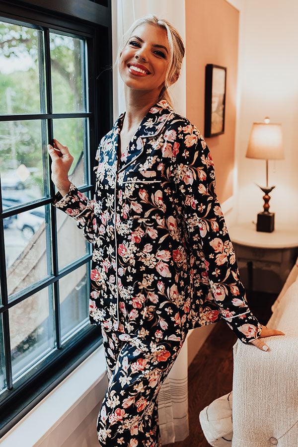 Ready To Wind Down Floral Top In Black Product Image