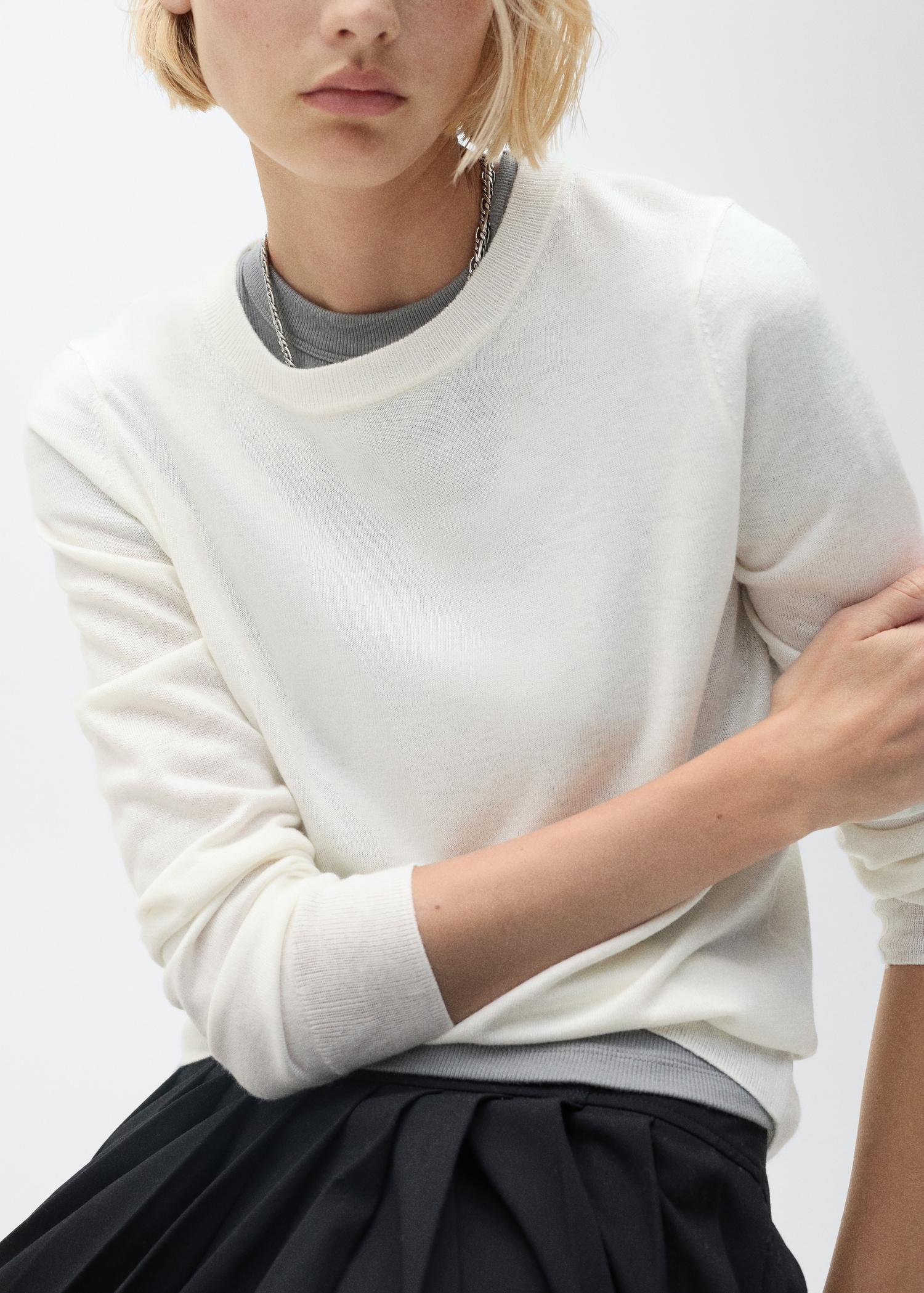 Wool-blend round-neck sweater - Women | MANGO USA Product Image
