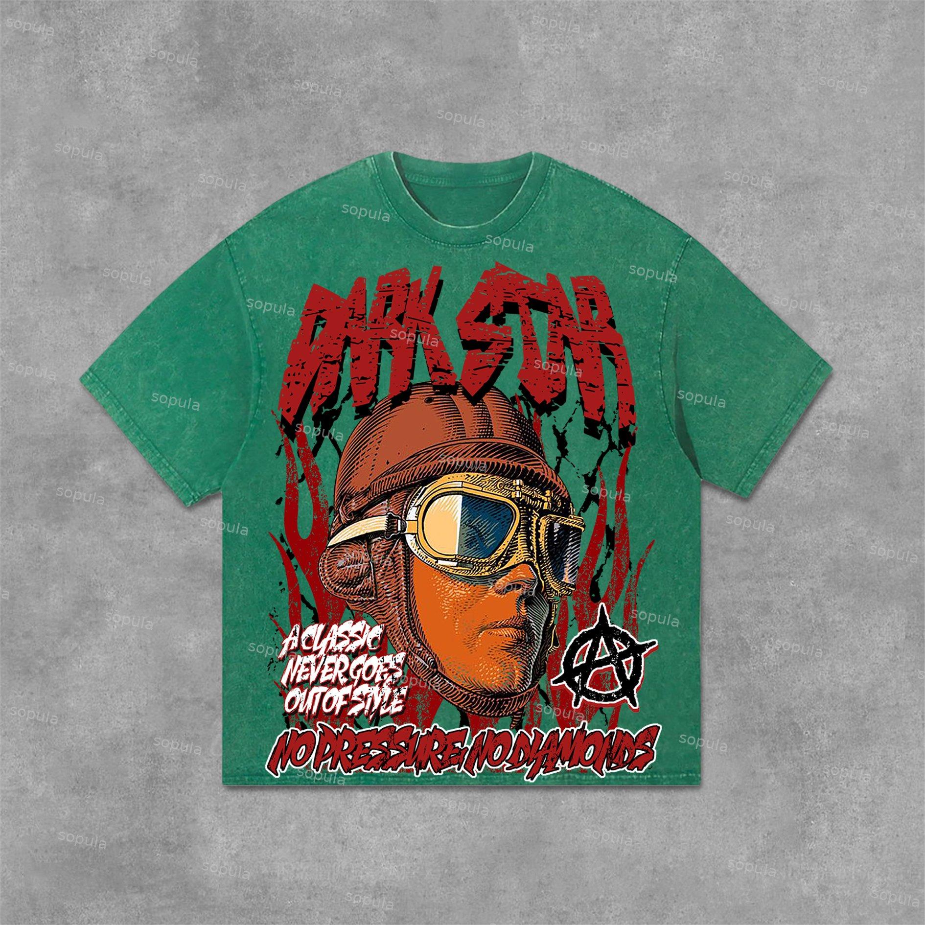 Sopula Darkstar Fun Portrait Graphic Print Acid Washed T-Shirt Product Image