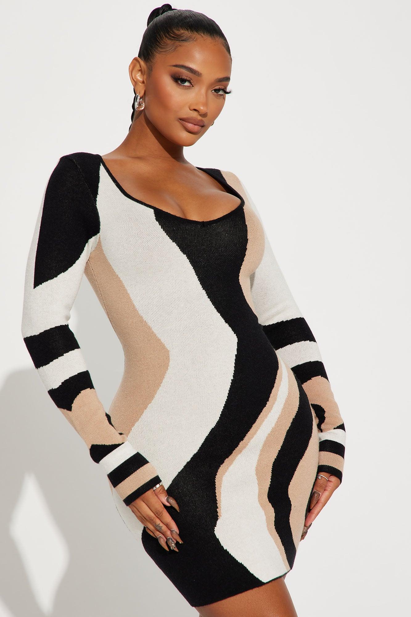 Serena Sweater Mini Dress - Black/combo Female Product Image