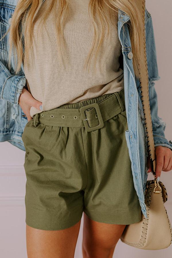 The Mariah Linen-Blend Shorts in Sage Product Image