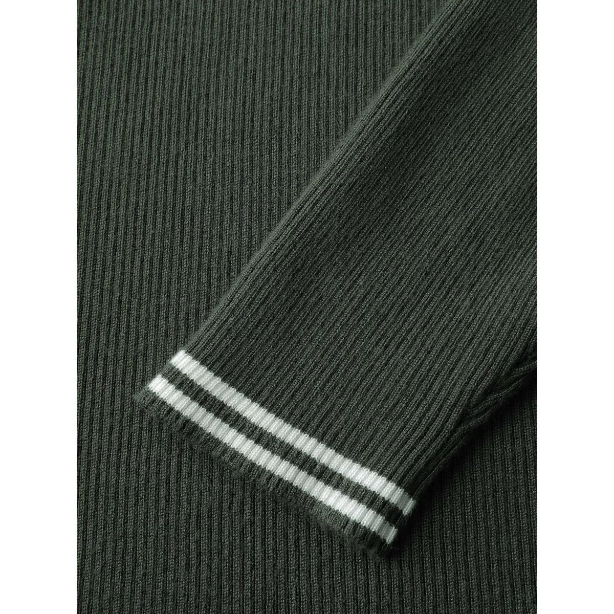 Plus Size Supersoft Polo Collar Textured Fitted Pullover ArmyGreen Women Office Skinny Long Sleeve Polo Office Pullovers BloomChic 14-16/1X Product Image