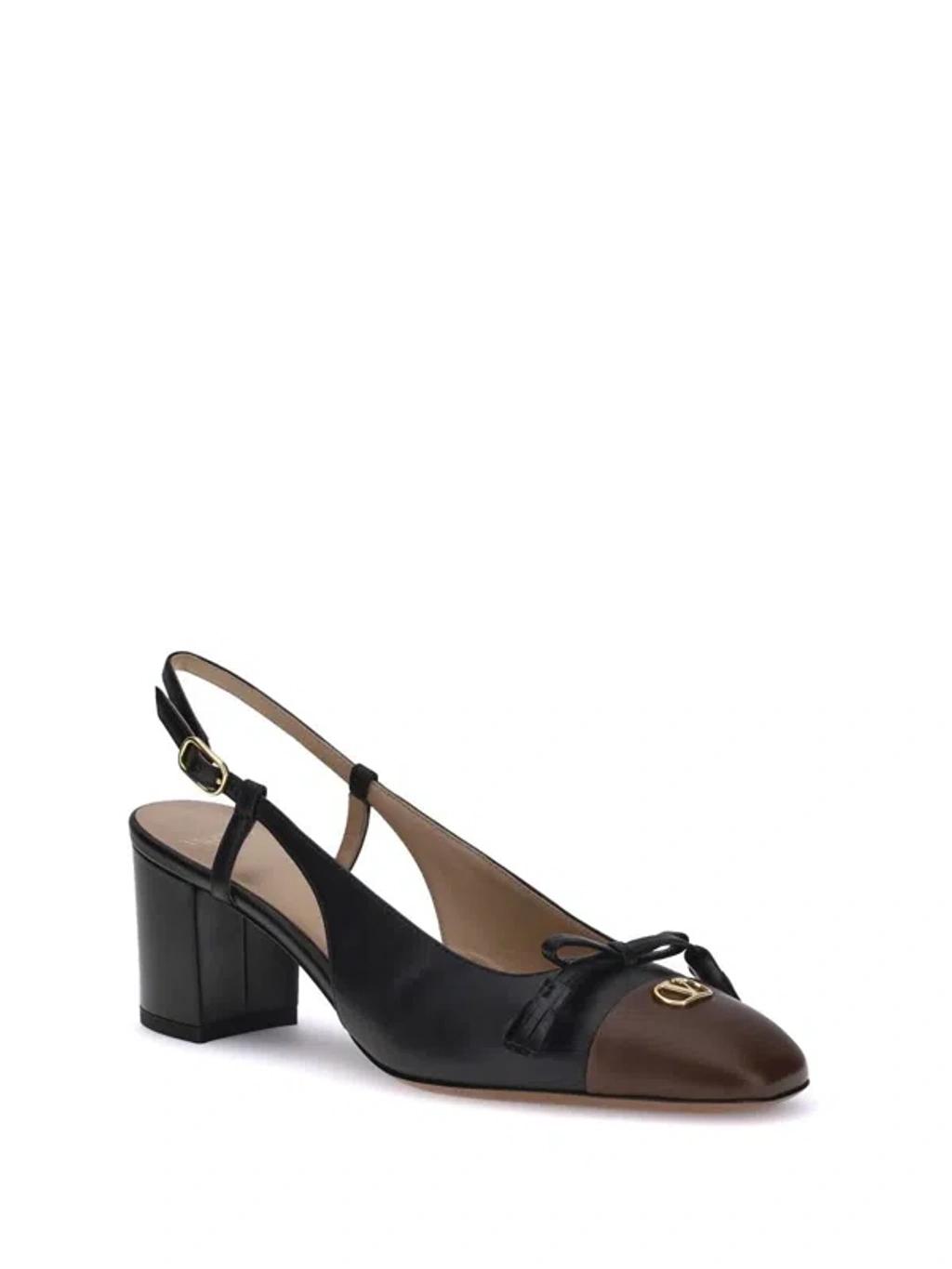 VALENTINO GARAVANI Vlogo 65 Tasseled Two-tone Leather Slingback Pumps In Black Product Image
