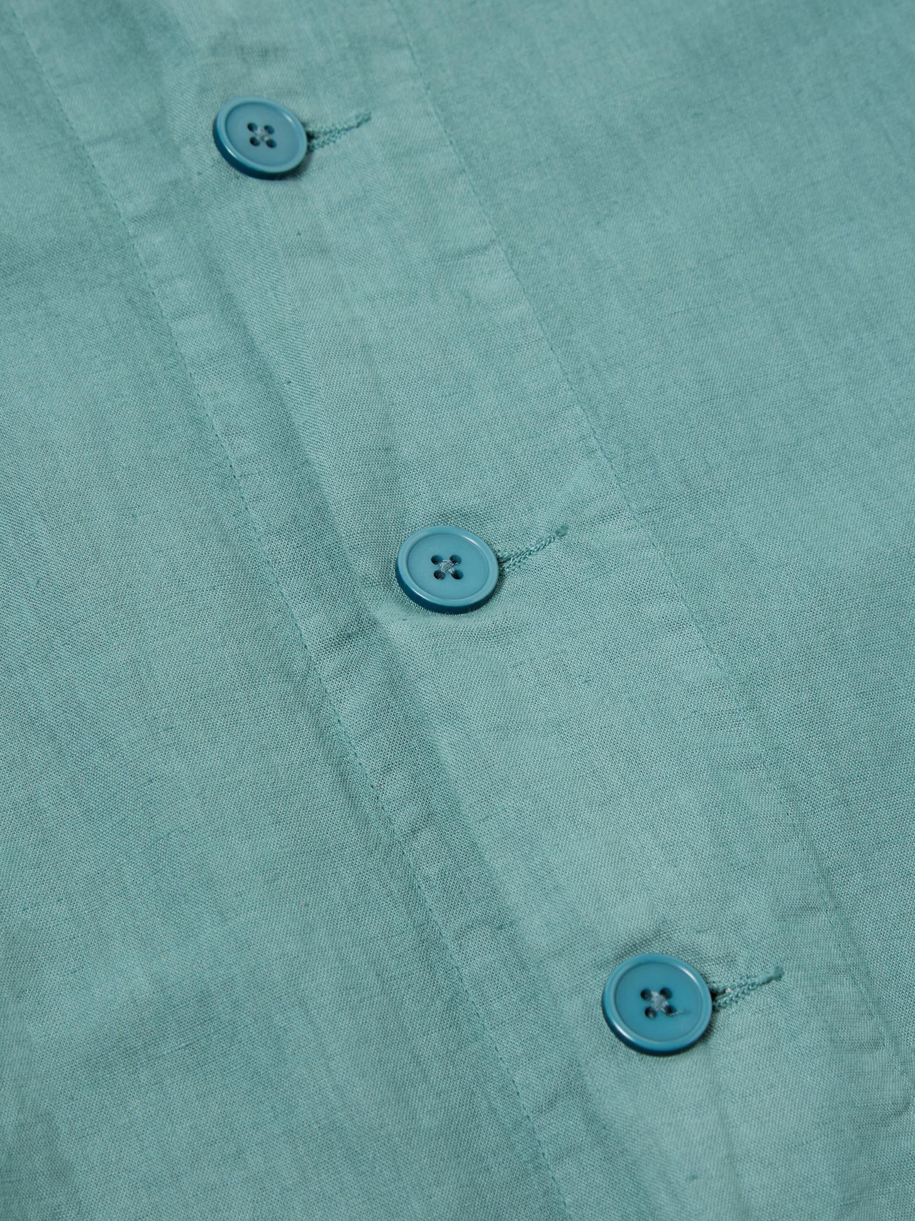 Universal Works Travail Shirt in Sea Blue Linen Cotton Shirting Product Image