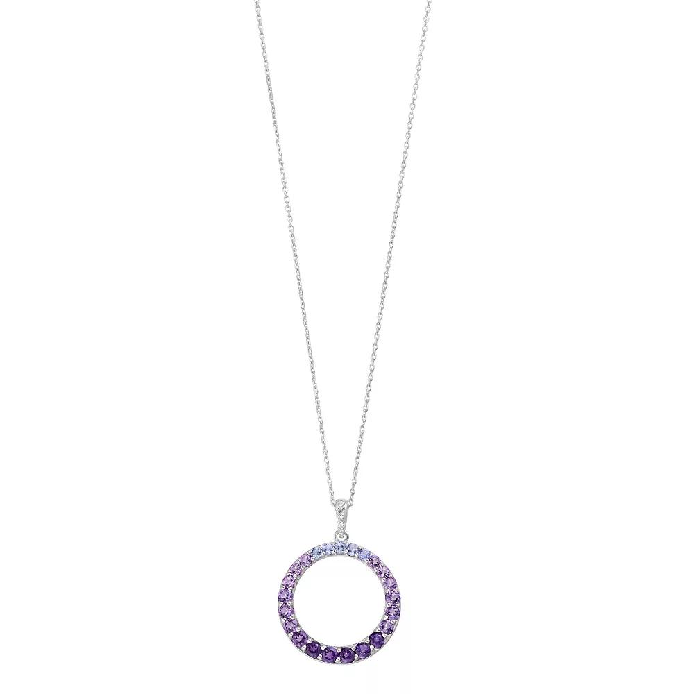 Sterling Silver Amethyst Tanzanite & Lab-Created White Sapphire Open Circle Pendant Necklace, Women's, Size: 16-18" ADJ Product Image