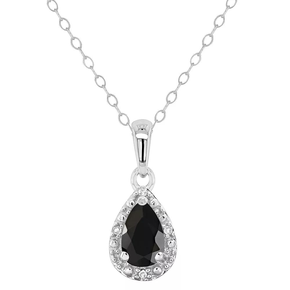 Celebration Gems Sterling Silver Pear Shaped Labradorite & Diamond Accent Pendant Necklace, Women's, Size: 18" Product Image