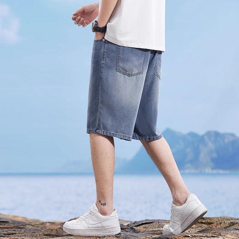 Mid Rise Washed Denim Shorts Product Image