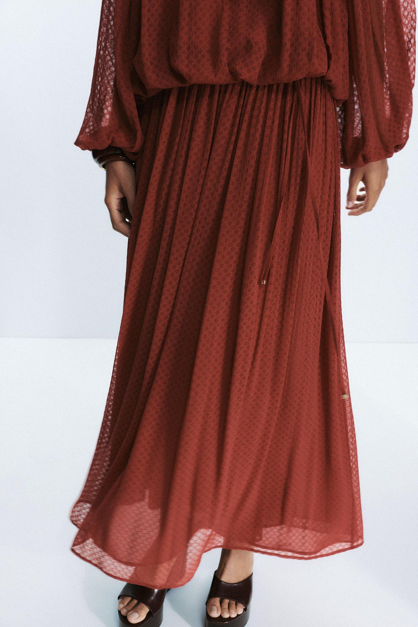 BELTED PLEATED MIDI SKIRT Product Image