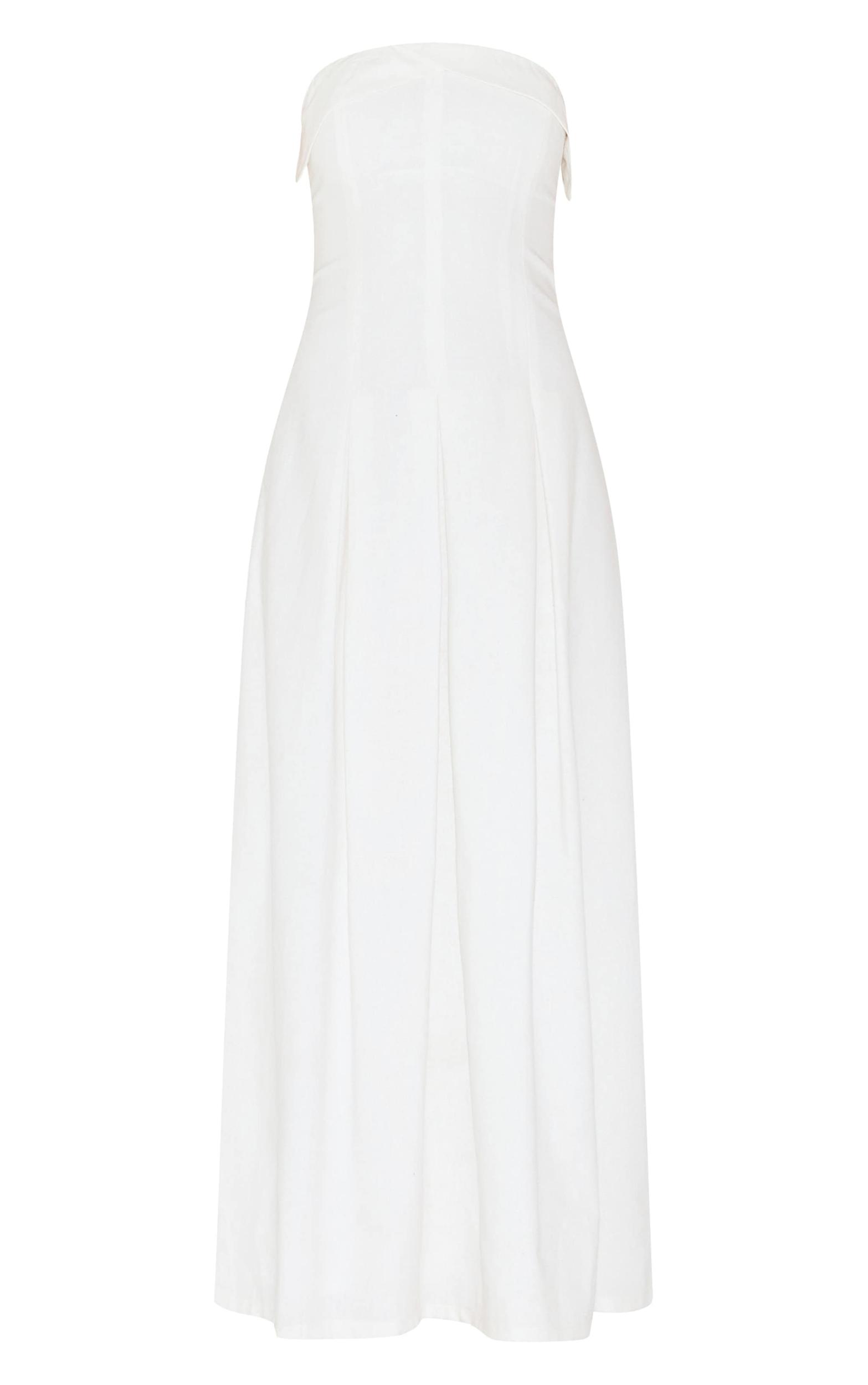 White Bandeau Pleated Midaxi Dress Product Image