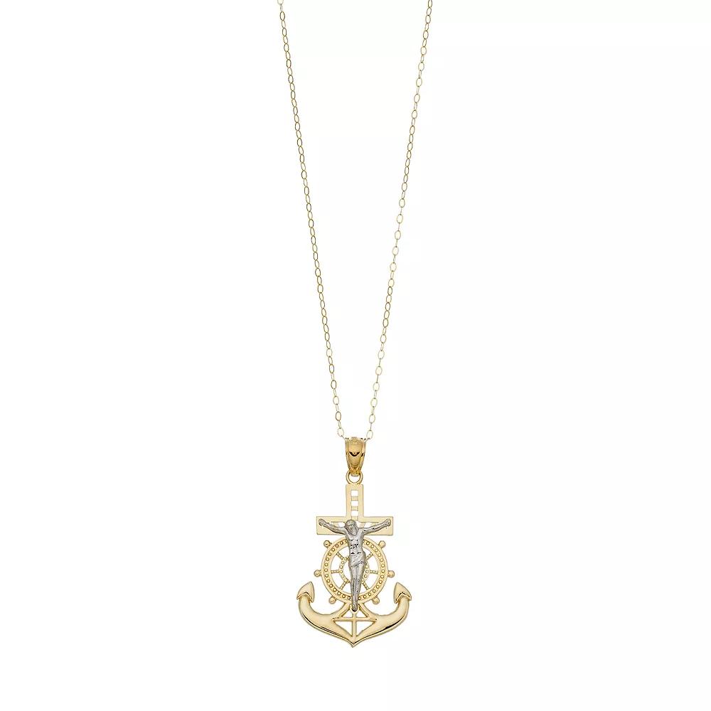 10k Gold Mariner Crucifix Pendant Necklace, Women's, Size: 18" Product Image