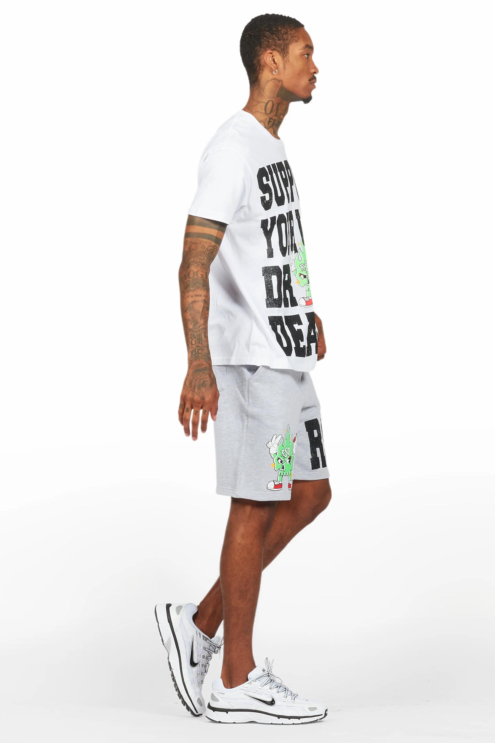 Tarl White/Grey Graphic T-Shirt Short Set Male Product Image
