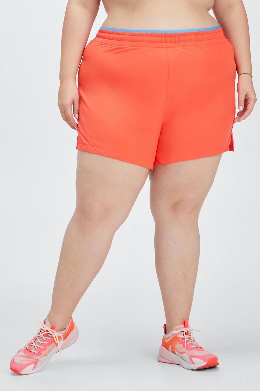 Fabletics Breathe Run Short Womens Orange Nectar/Island Escape/Reflective Silver plus Size 2X Product Image