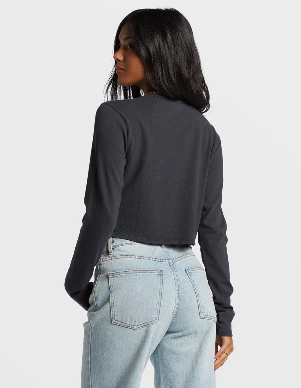 BILLABONG Tommy Womens Long Sleeve Crop Tee - BLACK Product Image
