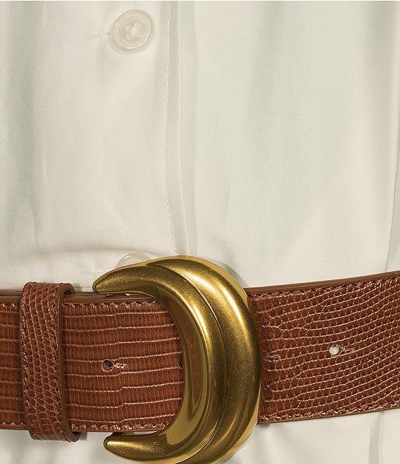 Donna Karan Cotton Sateen Collared Neck Short Sleeve Belted Midi Shirt Dress Product Image