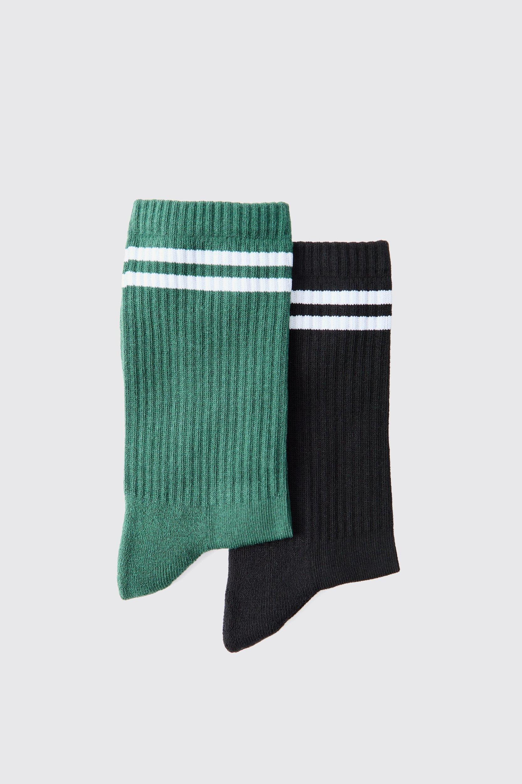 2 Pack Official MAN Highbuild Print Stripe Sport Sock | boohooMAN USA Product Image