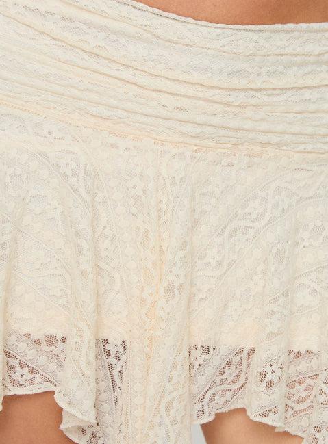 Lifas Lace Mini Skirt Cream Product Image