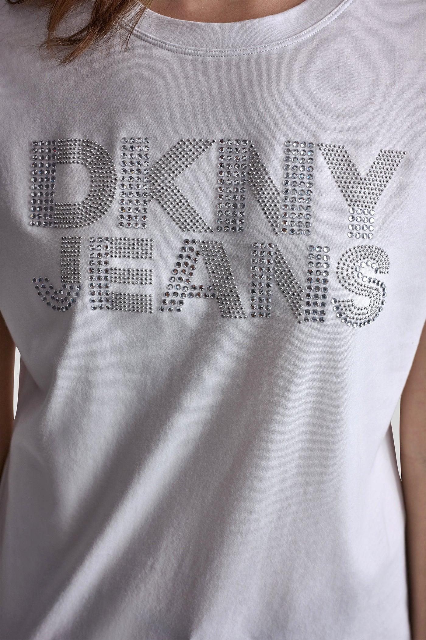 DKNY JEANS STACKED RHINESTONE DOME TEE Product Image