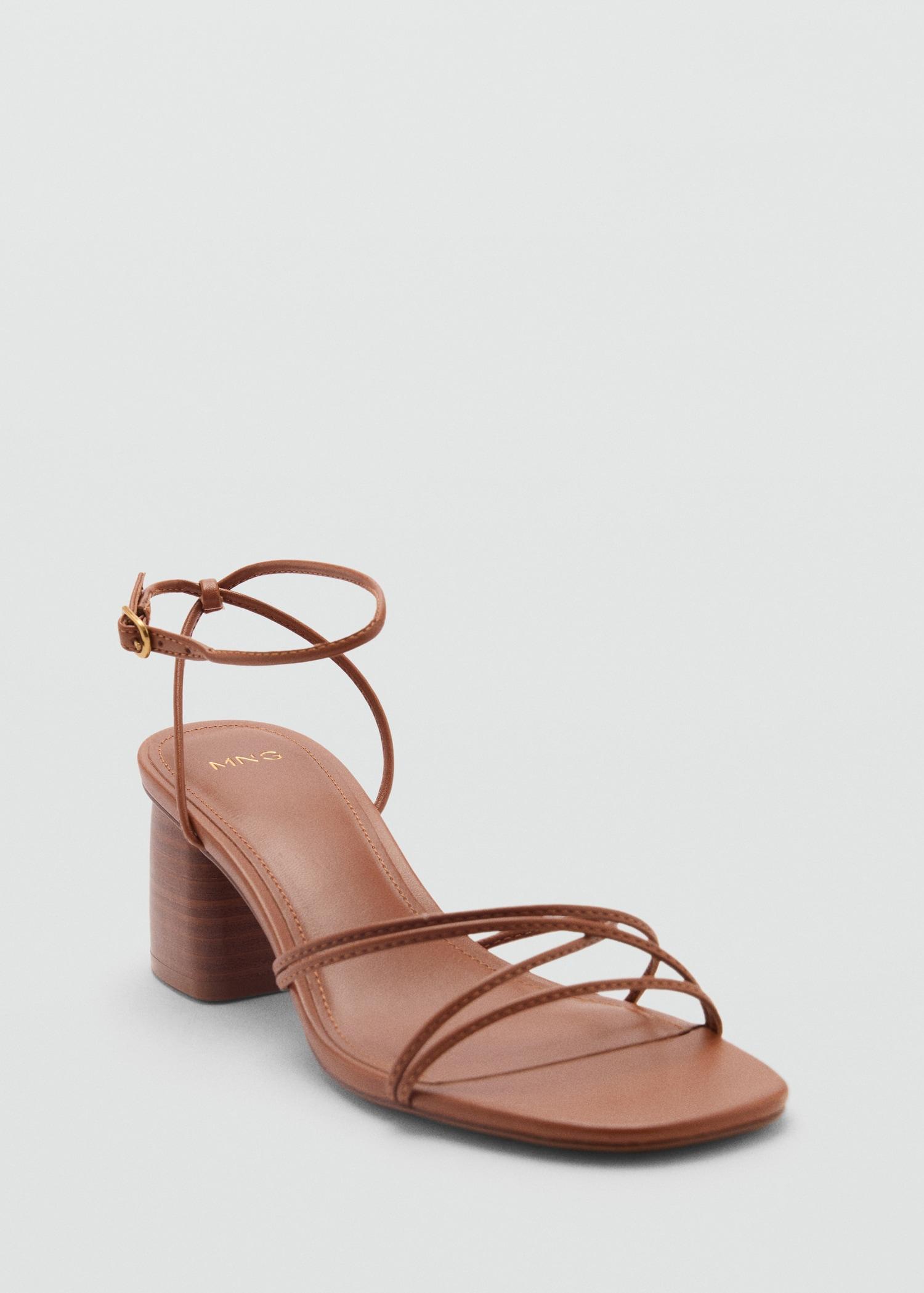 Crossed strap heeled sandal - Women | MANGO USA Product Image
