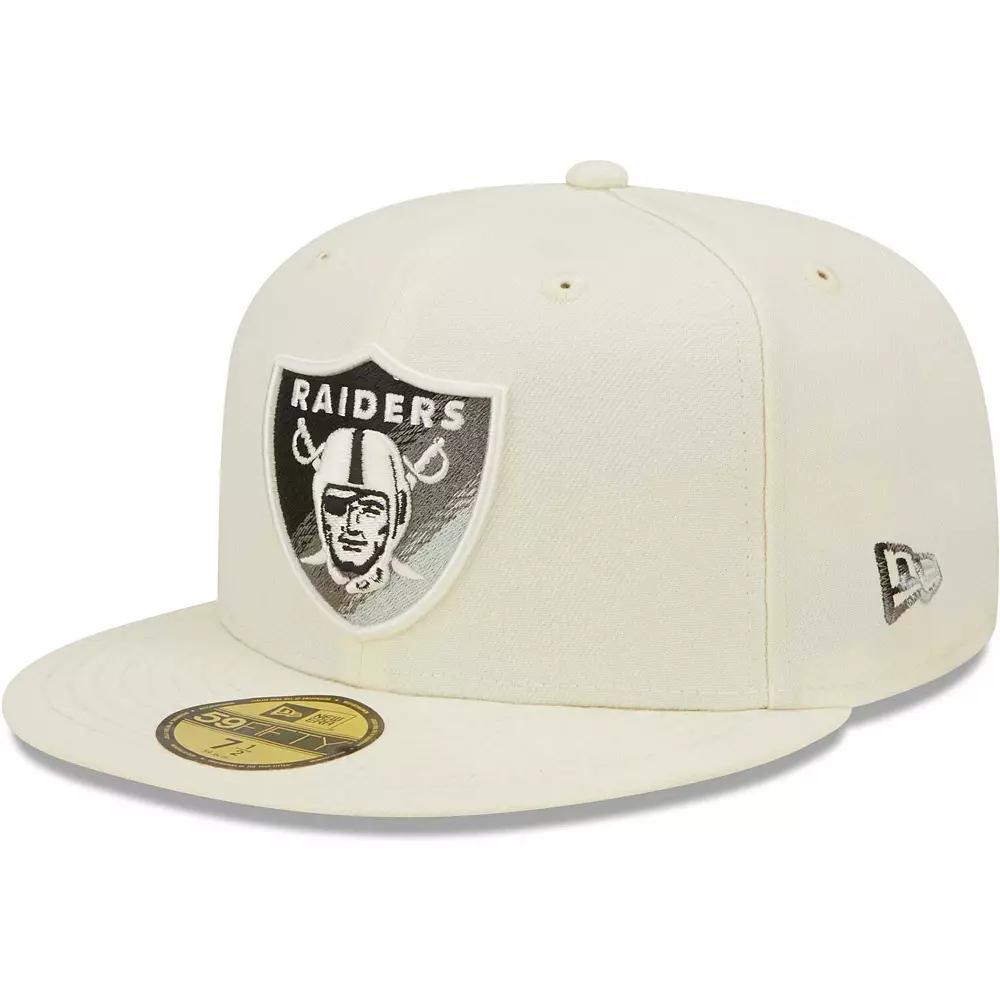 Men's New Era Cream Las Vegas Raiders Chrome Dim 59FIFTY Fitted Hat, Size: 7 7/8, Lvr Beige Product Image