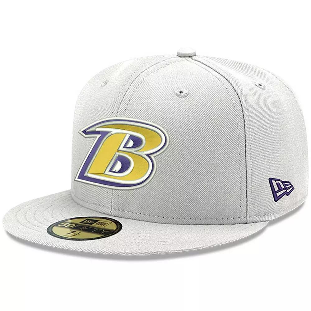 Men's New Era White Baltimore Ravens Omaha Lettermark 59FIFTY Fitted Hat,  Product Image