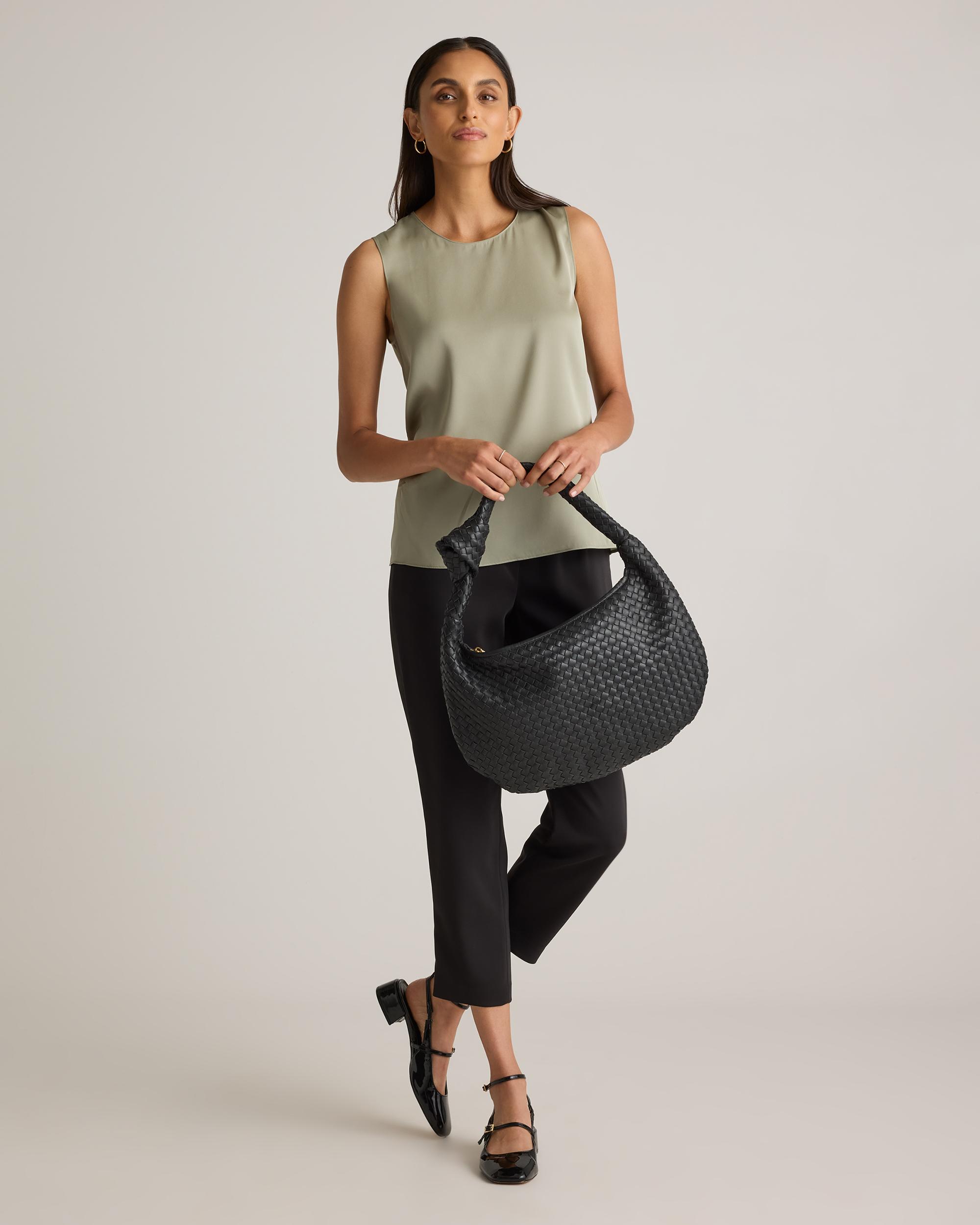 Quince | Women's Italian Leather Handwoven Slouchy Shoulder Bag Product Image