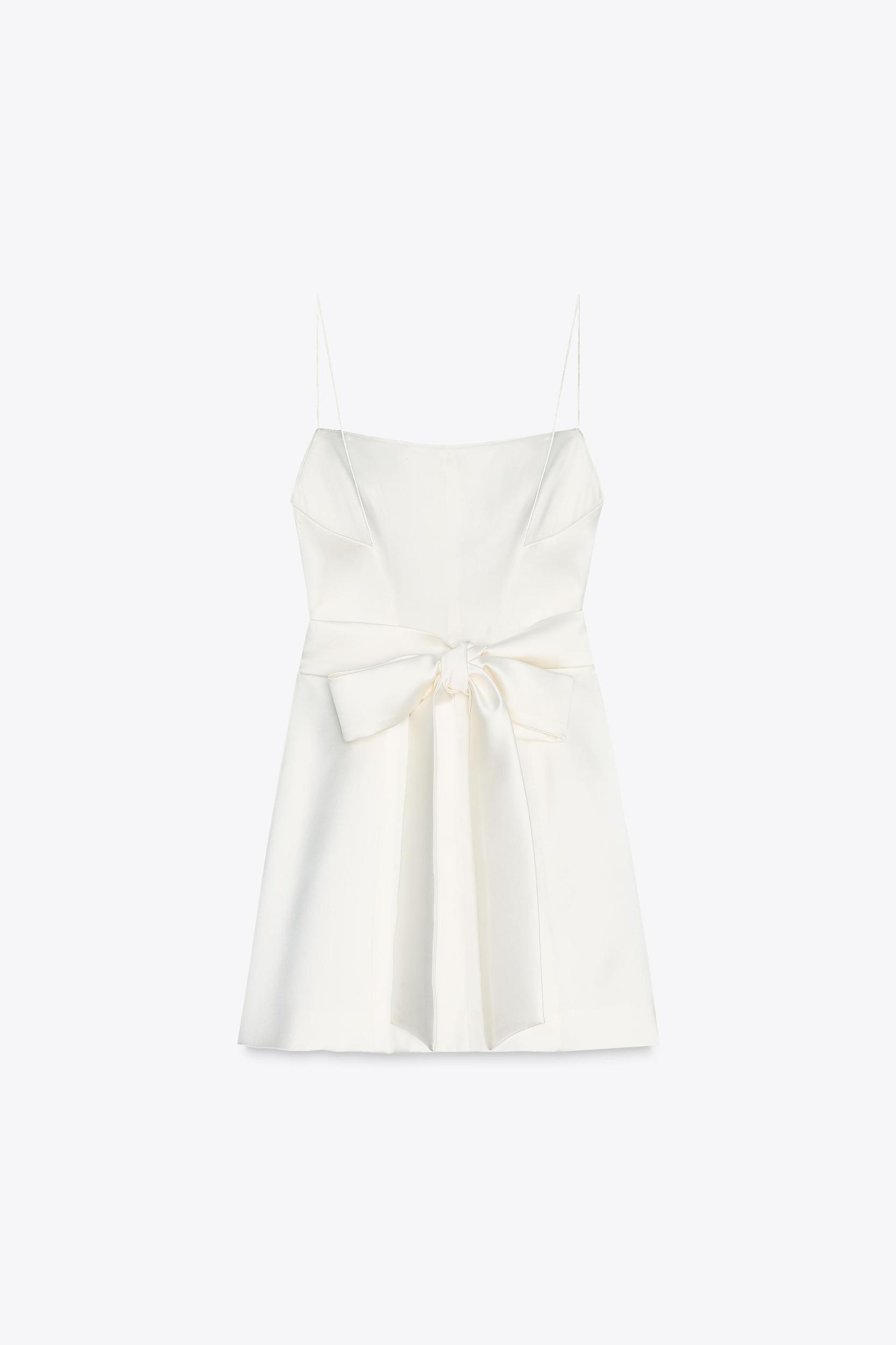 SATIN EFFECT SHORT DRESS WITH BOW DETAIL Product Image