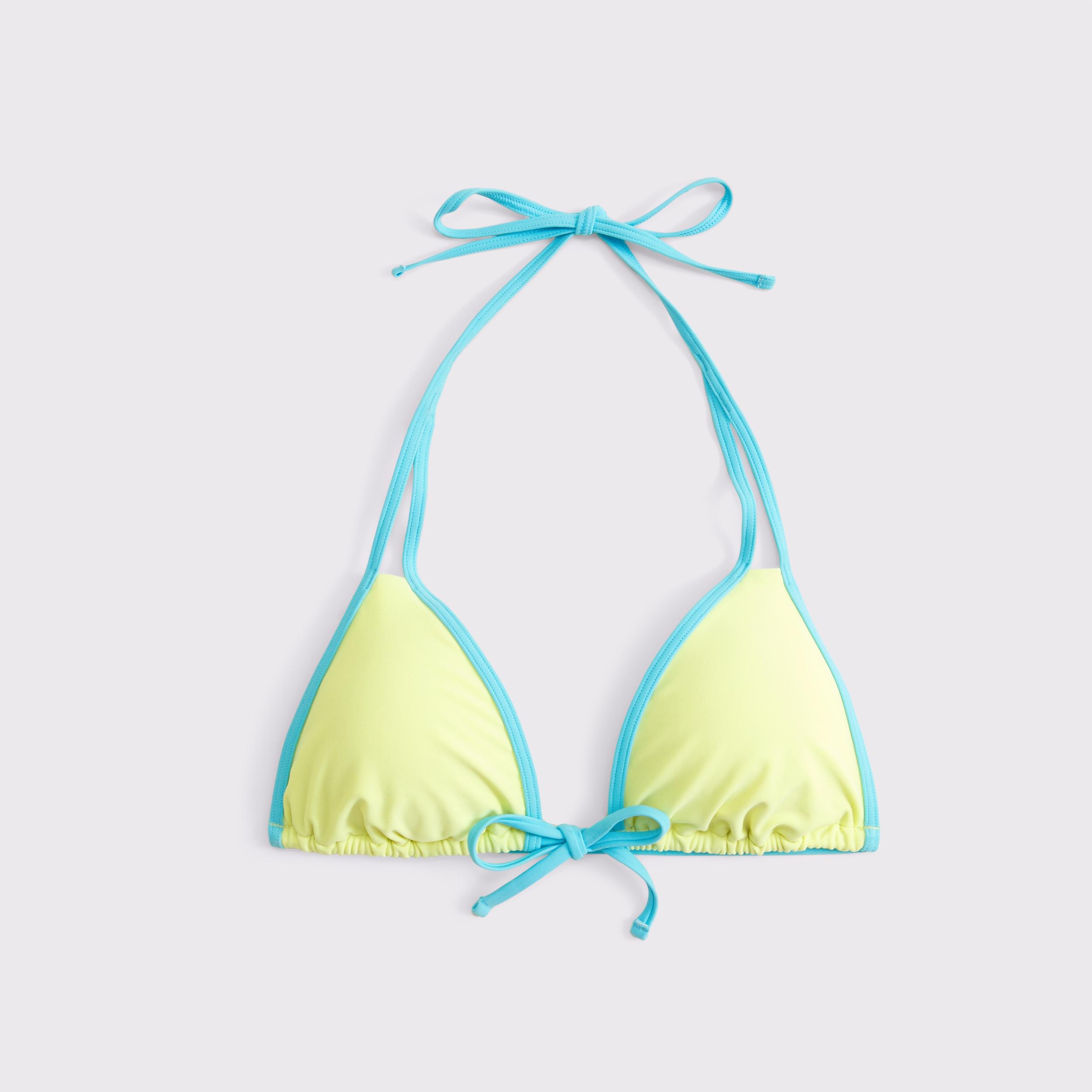 Contrast Tie-Front Triangle Bikini Top Product Image