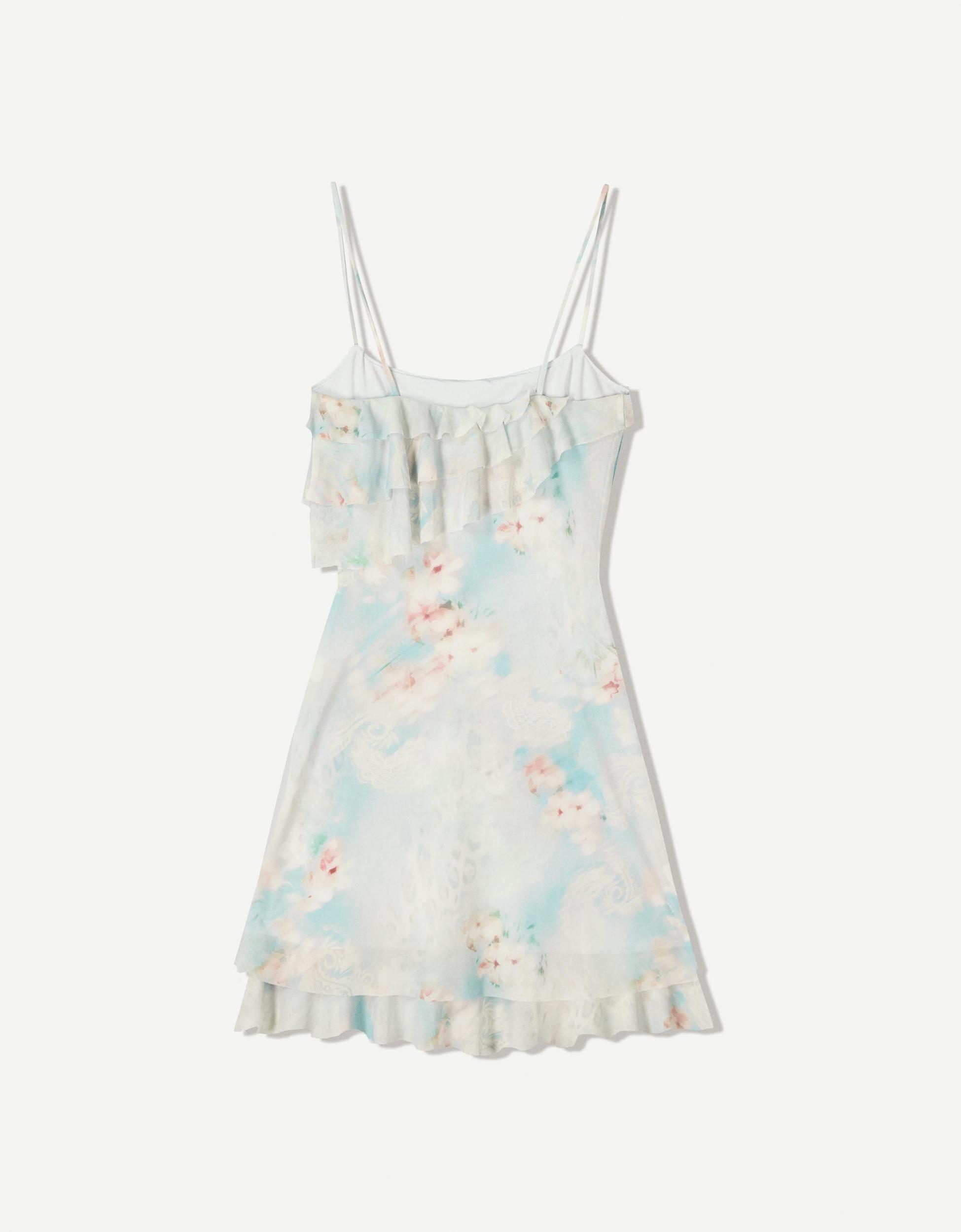 Ruffled printed tulle mini dress Product Image