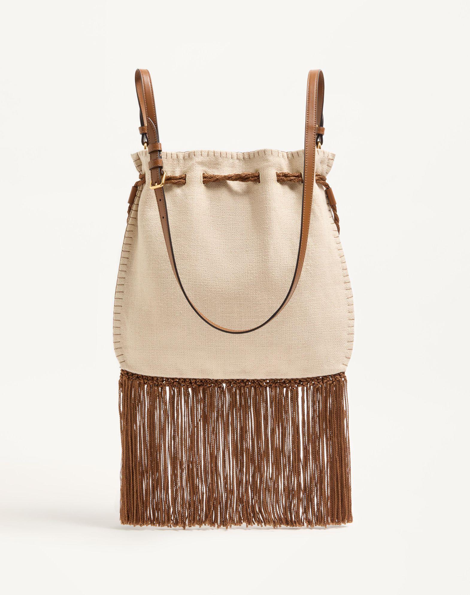 Valentino Garavani Nellcôte Alice Embroidered Bag With Fringes Product Image