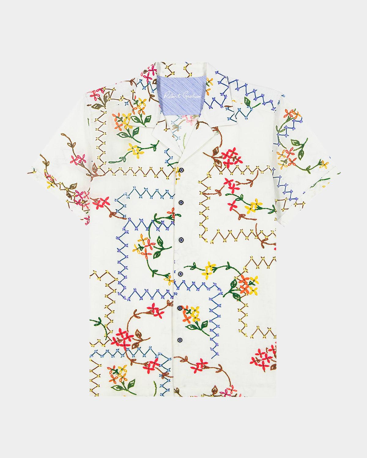 Men's Marettimo Floral Embroidered Camp Shirt Product Image