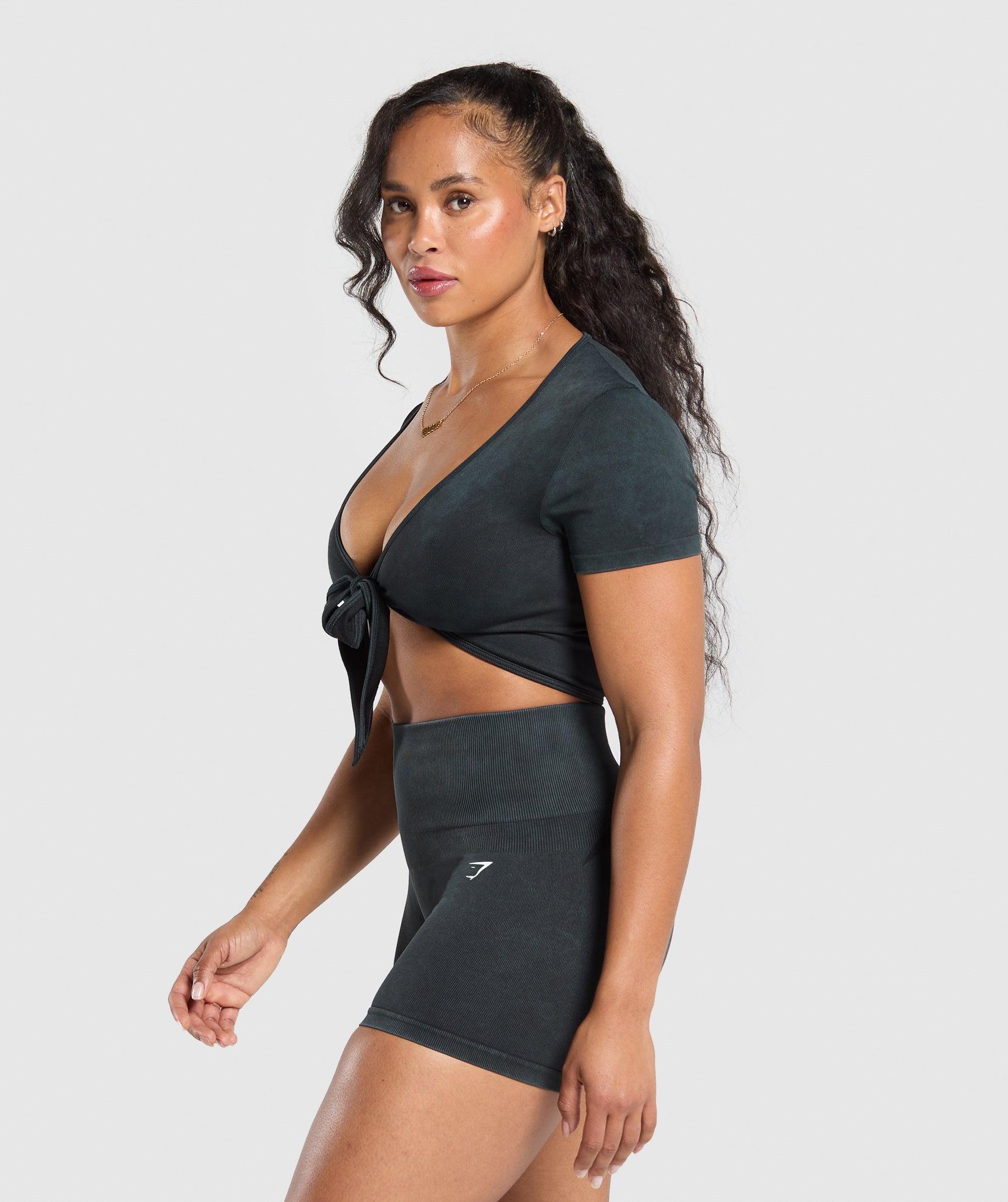Gymshark Gains Seamless Crop Top - Black Female Product Image