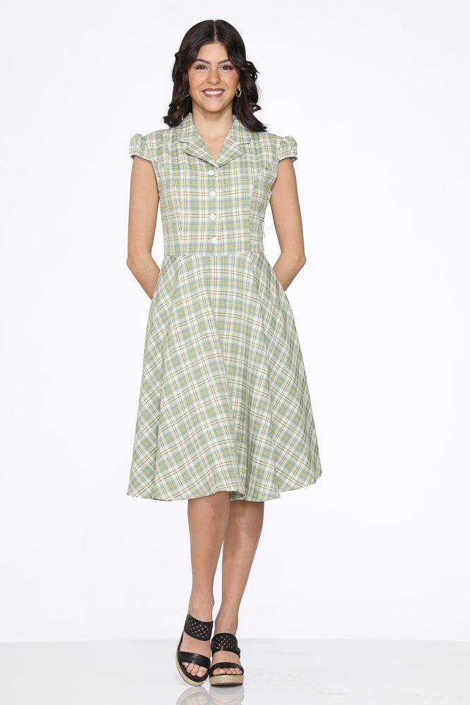 Green Plaid Swing Dress Product Image