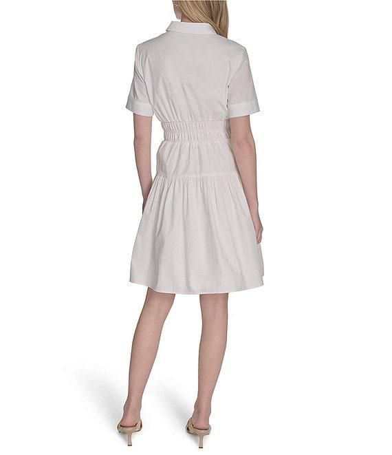 Vince Camuto Woven Collared Short Sleeve Button Front Shirt Dress Product Image